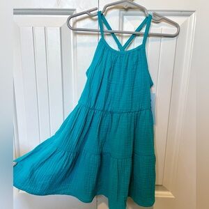 Cat & Jack Girls Deep Turquoise Blue Gauze Tiered Sun Dress